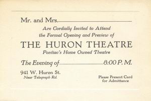 Huron Theatre - GRAND OPENING FROM KEN MARTIN